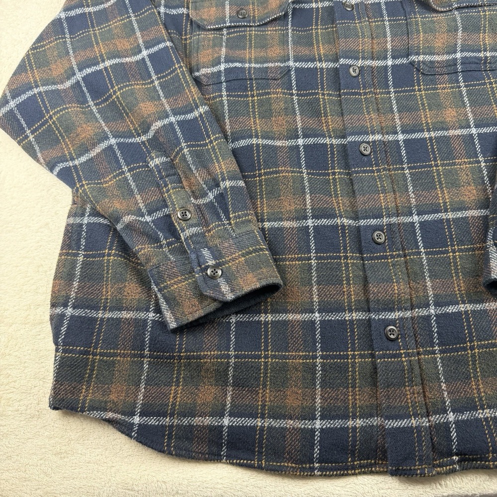 Orvis Flannel Shacket Shirt Mens XXL Blue/Brown Plaid‎ Heavyweight Button Up - Picture 6 of 15